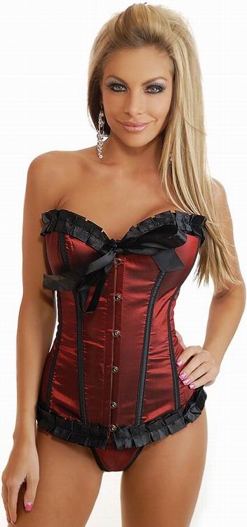 Marron Ruffled Overbust Corset